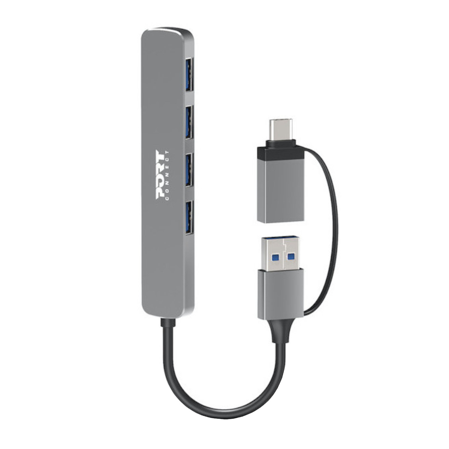 900161_Port-Connect-USB-Type-C-to-4-port-USB-A-3.0-Hub-Grey_wr_01a.jpg